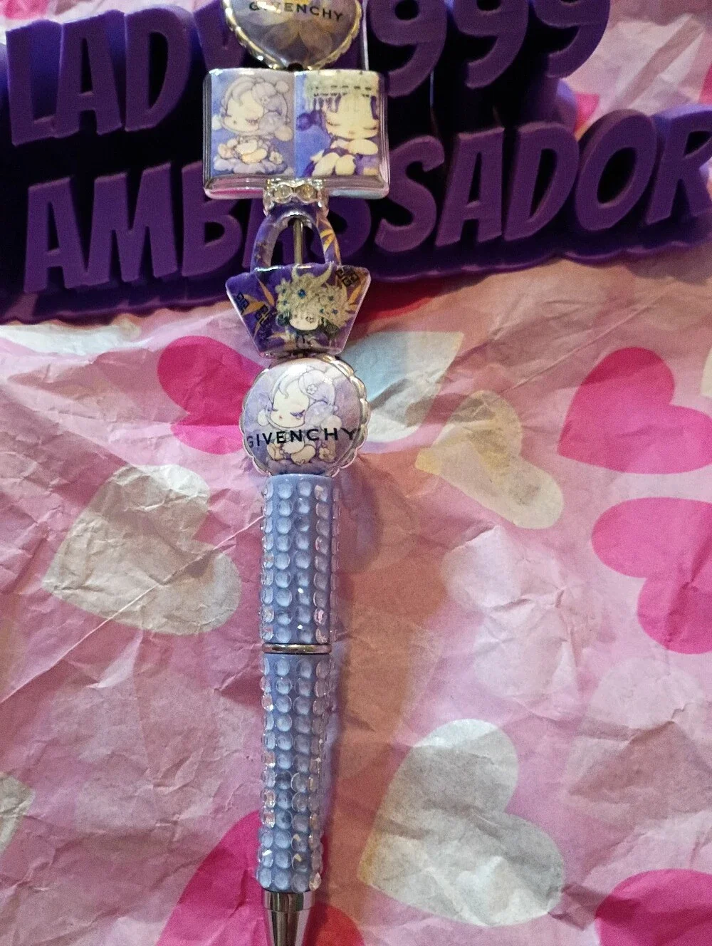 Skull Panda Pen with Purple & Silver Accents